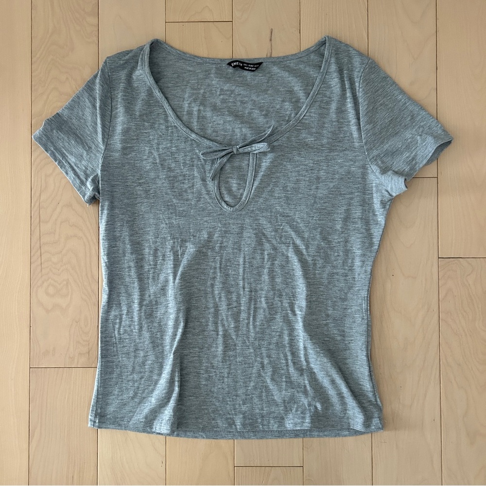SHEIN Gray Peephole Tshirt